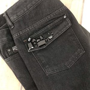 Michael Kors black denim with black rhinestones